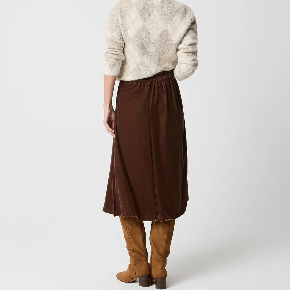 J. Crew Cubeb Berry Velvet Pull-On Midi Skirt/NWT/M - Picture 3 of 14